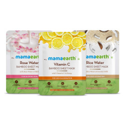 Mamaearth Rice Water Bamboo Sheet Mask 25 g + Rose Water Bamboo Sheet Mask 25 g + Vitamin C Bamboo Sheet Mask 25 g
