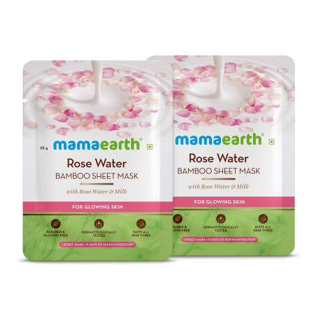 Mamaearth Rose Water Bamboo Sheet Mask - Pack of 2 (25 g * 2)