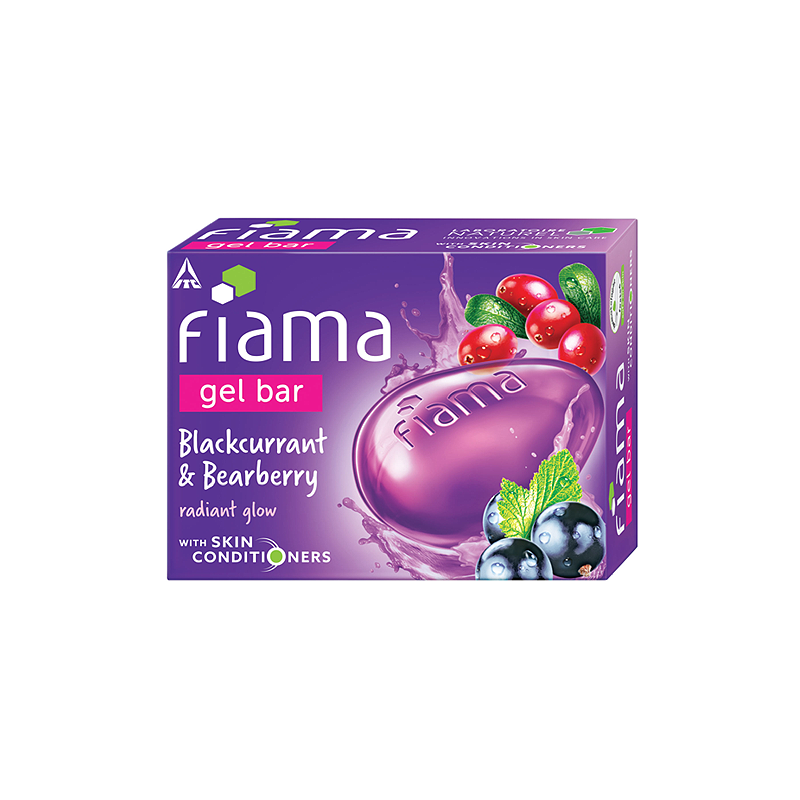 Fiama Gel Bar Blackcurrant and Bearberry, with skin conditioners for moisturized skin