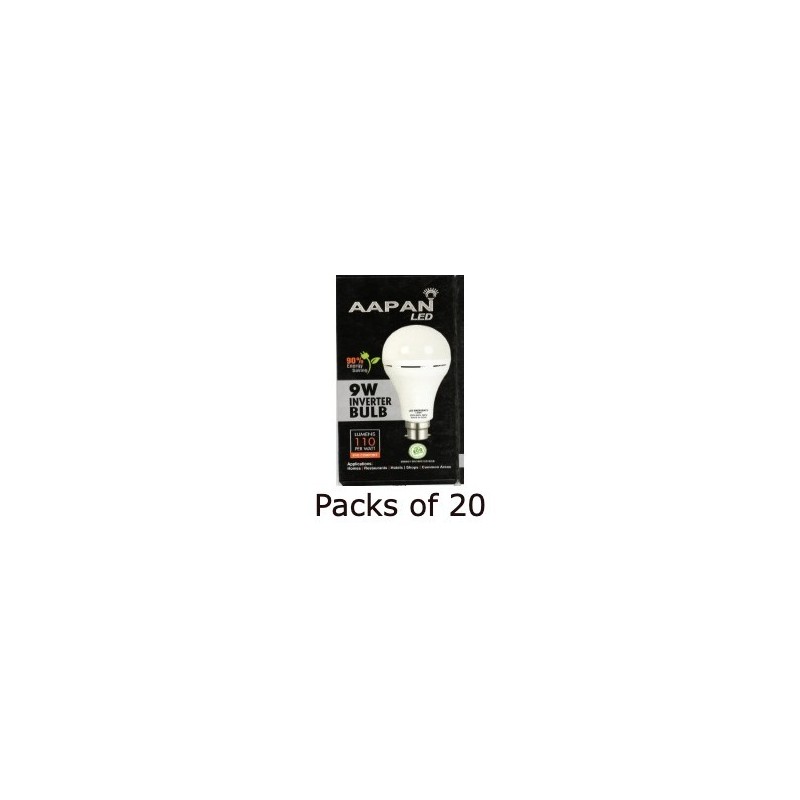 Aapan 9W B22 AC/DC LED White Emergency Bulb - Packs of 20