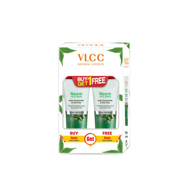 VLCC Neem Face Wash with Chamomile and Tea Tree, 150ml (Buy 1 Get 1 Free)